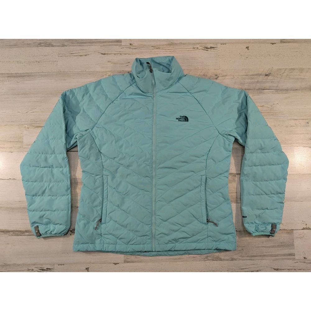 The North Face Womens XL Seafoam Green Blue 550 Goose Down Quilted Puffer Jacket